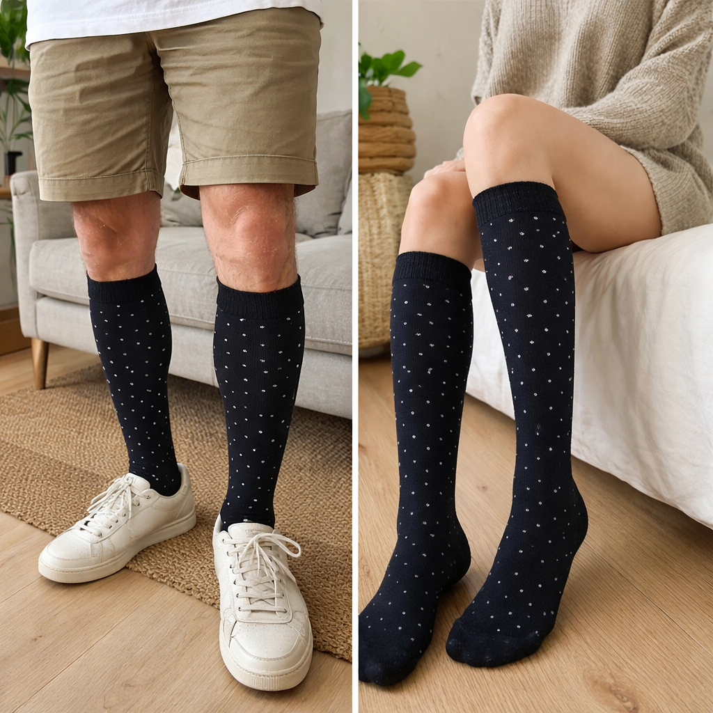 GRİ PUANLI DİZ ALTI ÇORAP