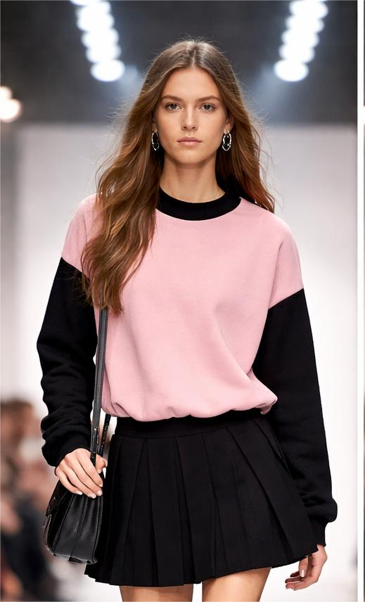 PEMBE SİYAH GARNİLİ KAZAK