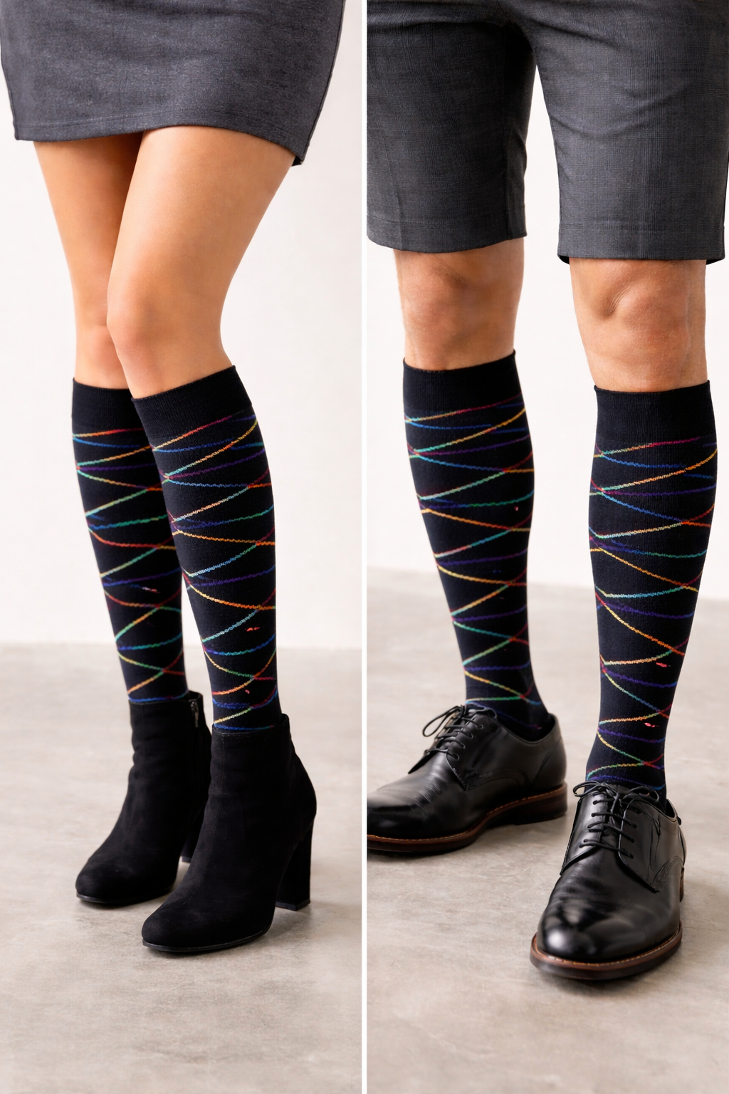 ÇAPRAZ RENKLİ DİZ ALTI ÇORAP