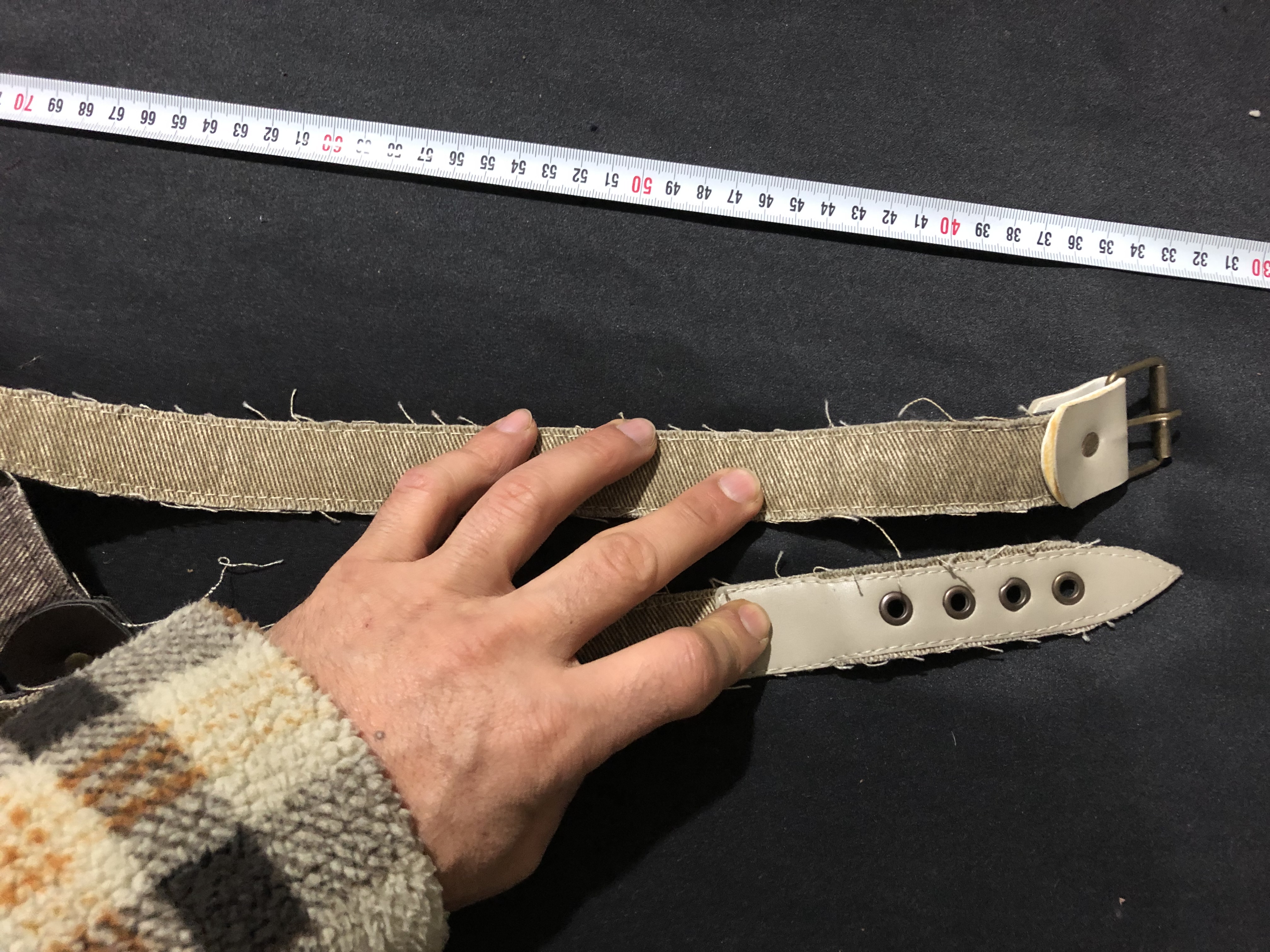 ESKİTME KOT AÇIK KAHVE KUMAŞLI DERİ KEMER