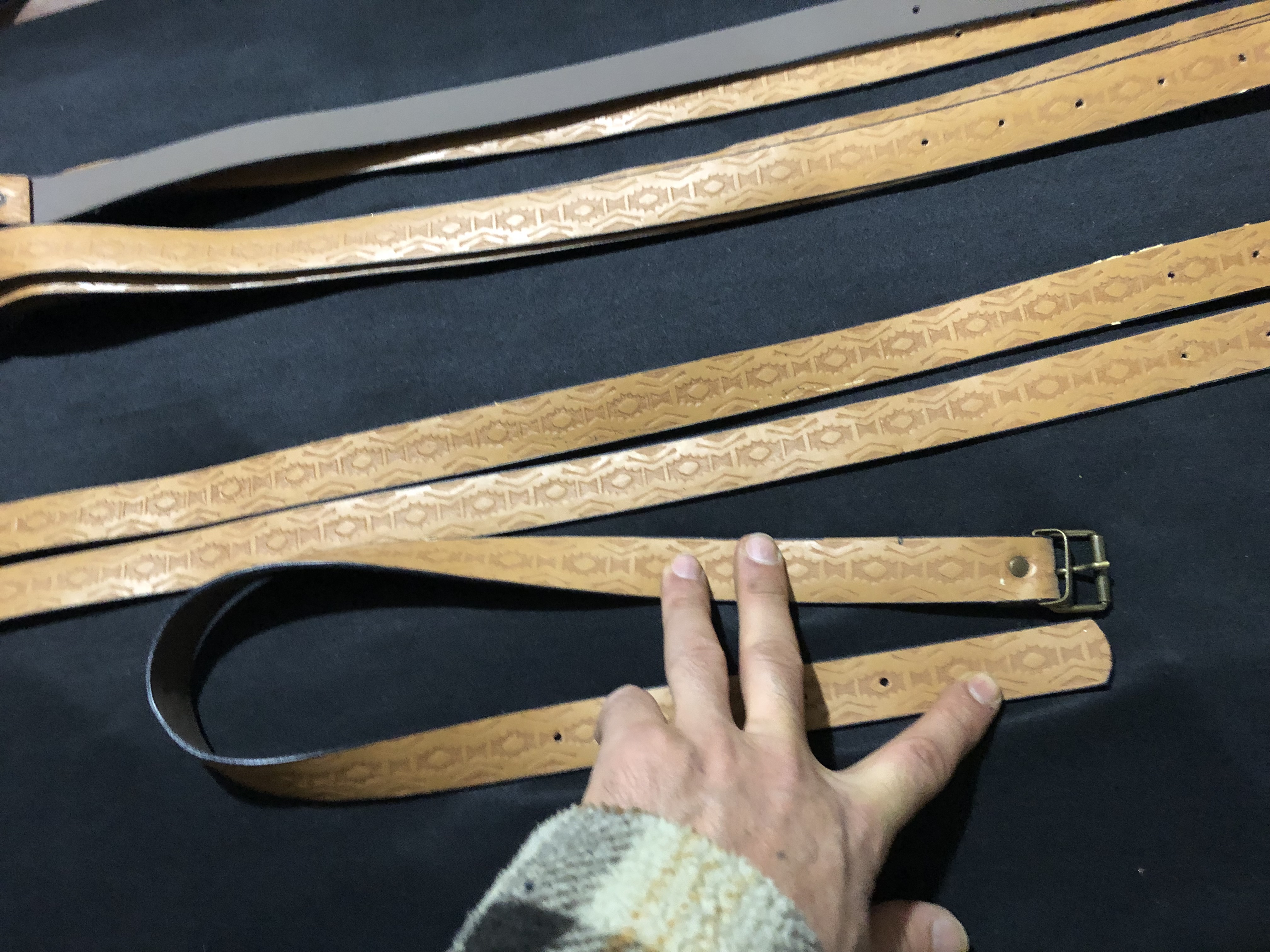 MOTİF DESENLİ KAHVERENGİ DERİ KEMER