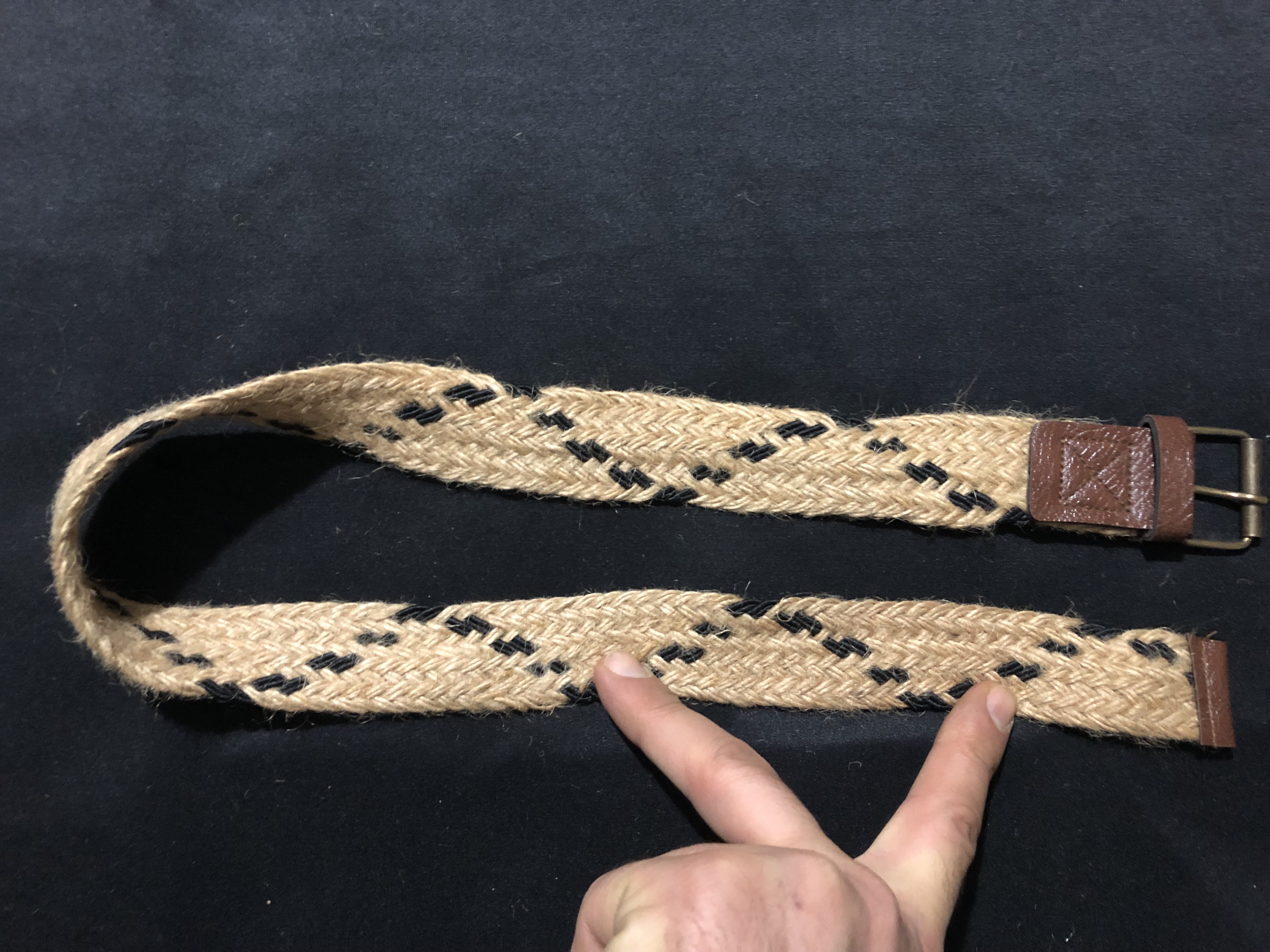 HASIR ÖRGÜ SİYAH DESENLİ KEMER