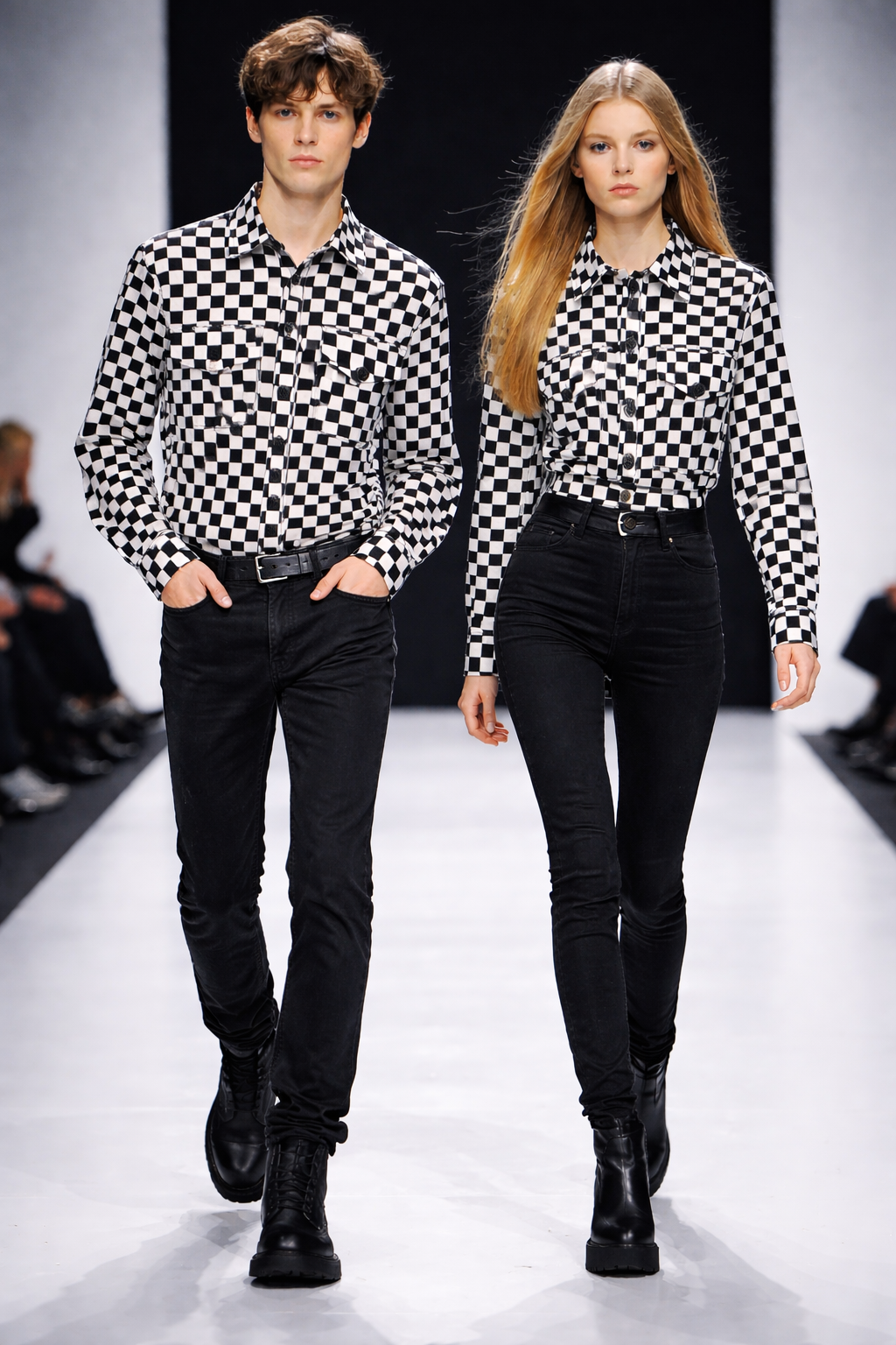 SİYAH BEYAZ DAMALI GÖMLEK